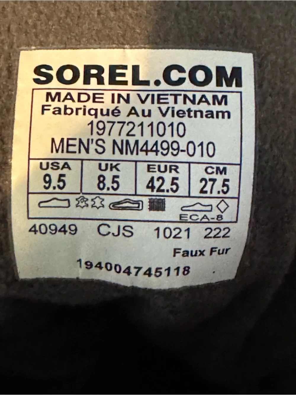 SOREL Men’s Explorer Waterproof Winter Boots Charcoal Gray 9.5